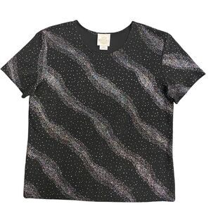Y2K Disco Raver Party Glitter Stardust Swirl Sz Large 90's Bentley Club Wear Top